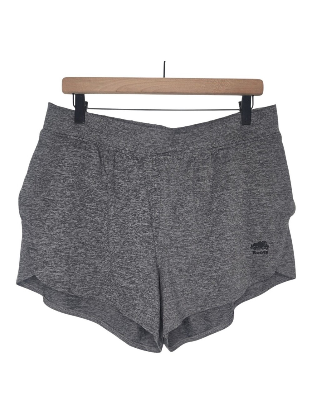 Roots Canada Womens Dark Gray Active Runner Plain Weave Shorts Size Large